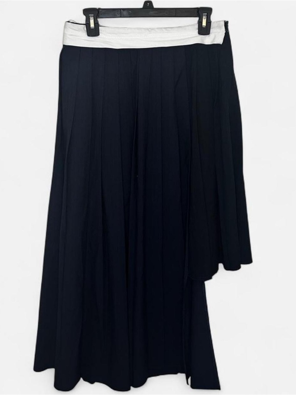 Zara Asymmetrical Pleated Midi Skirt with White Waistband